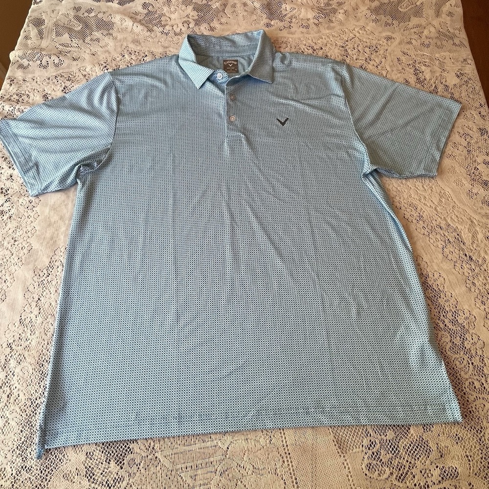 Callaway Opti-Dri Striped Moisture Wicking Golf Polo Shirt Blue Men's Size XL